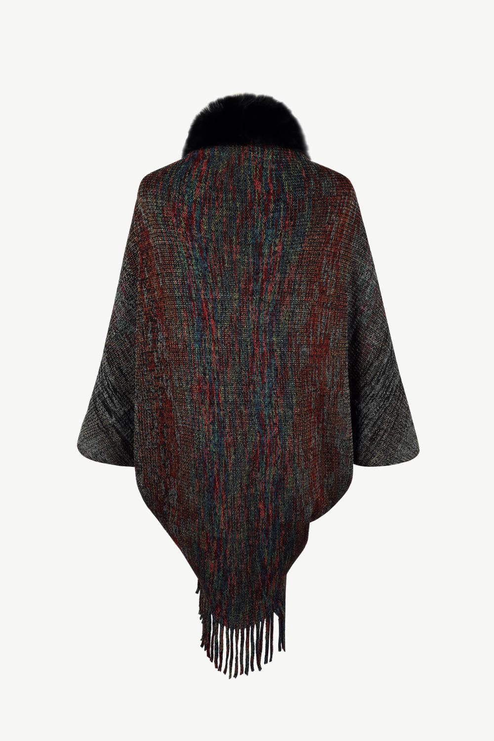 Open Front Fringe Hem Poncho.