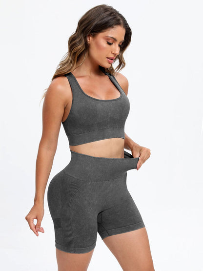 Scoop Neck Wide Strap Top and Shorts Active Set.