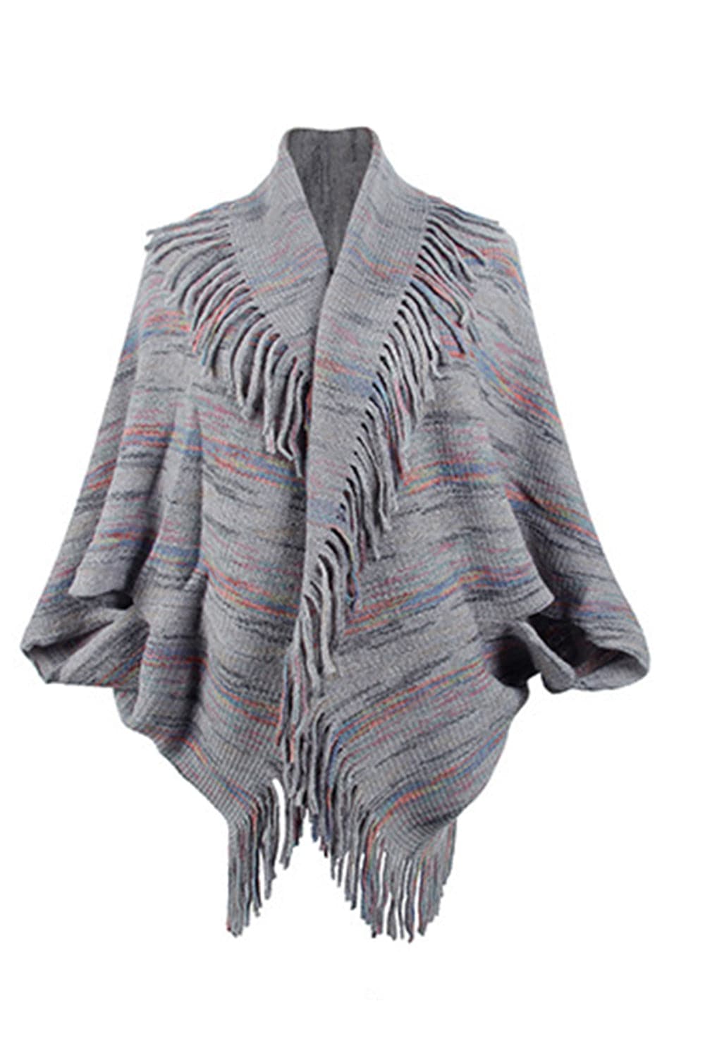 Fringe Detail Printed Poncho.