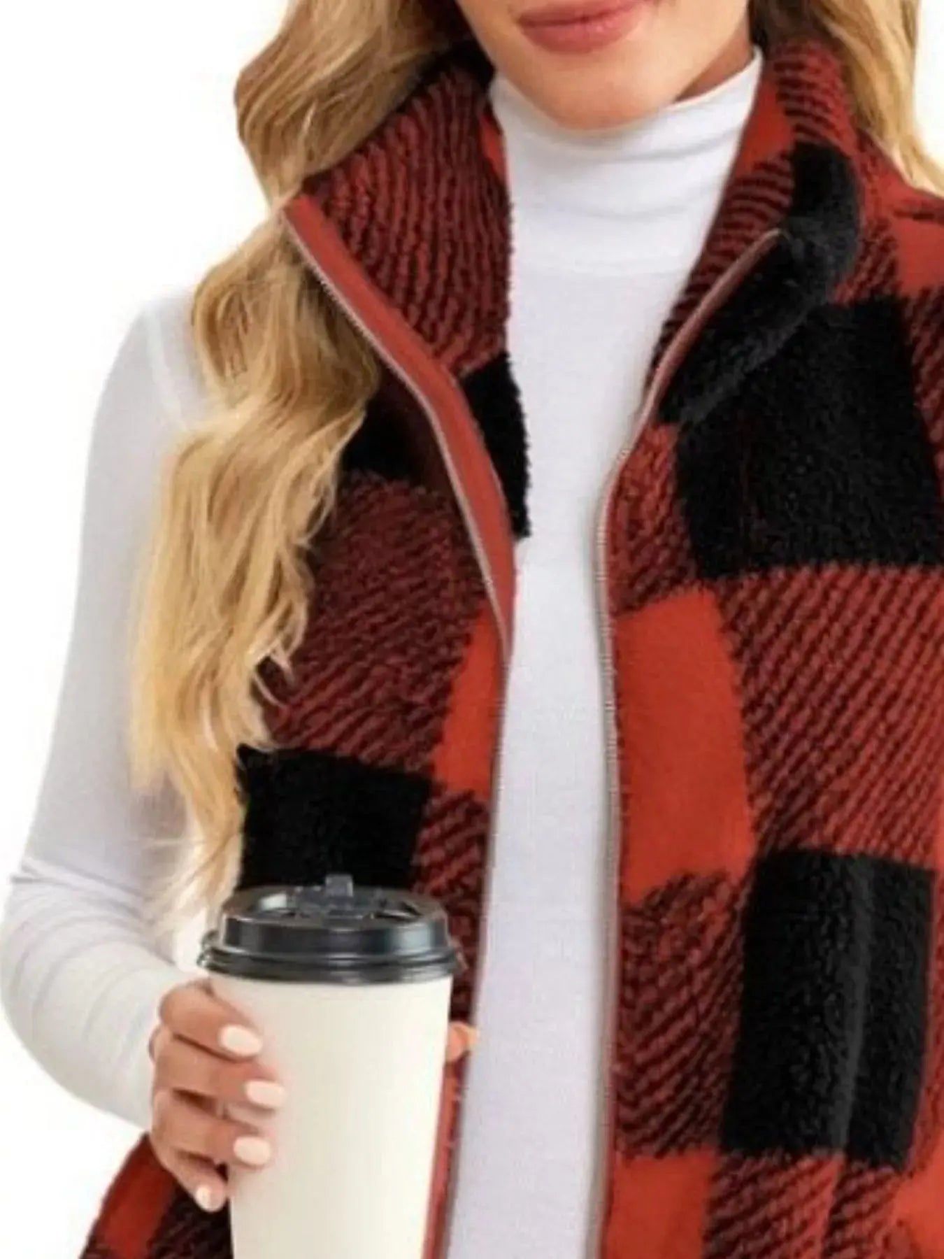Full Size Color Block Zip Up Vest Coat Plus Size Simply Love