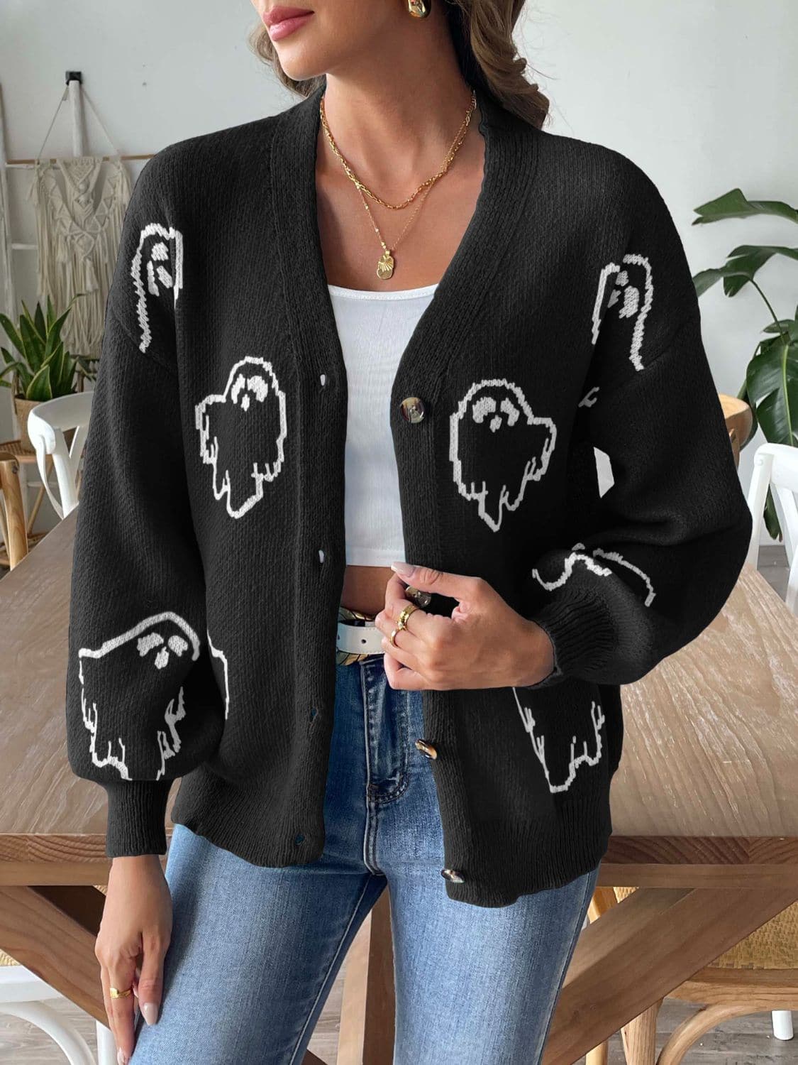 Cozy v-neck cardigan - 100% polyester