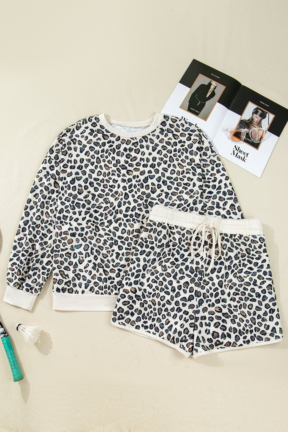 Khaki Plus Size Leopard Loose Pullover Casual Shorts 2pcs Outfit Dear-Lover Dropshipping
