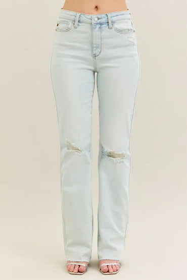 Judy Blue Full Size Destroy & Fray Hem Bootcut Jeans Plus Size
