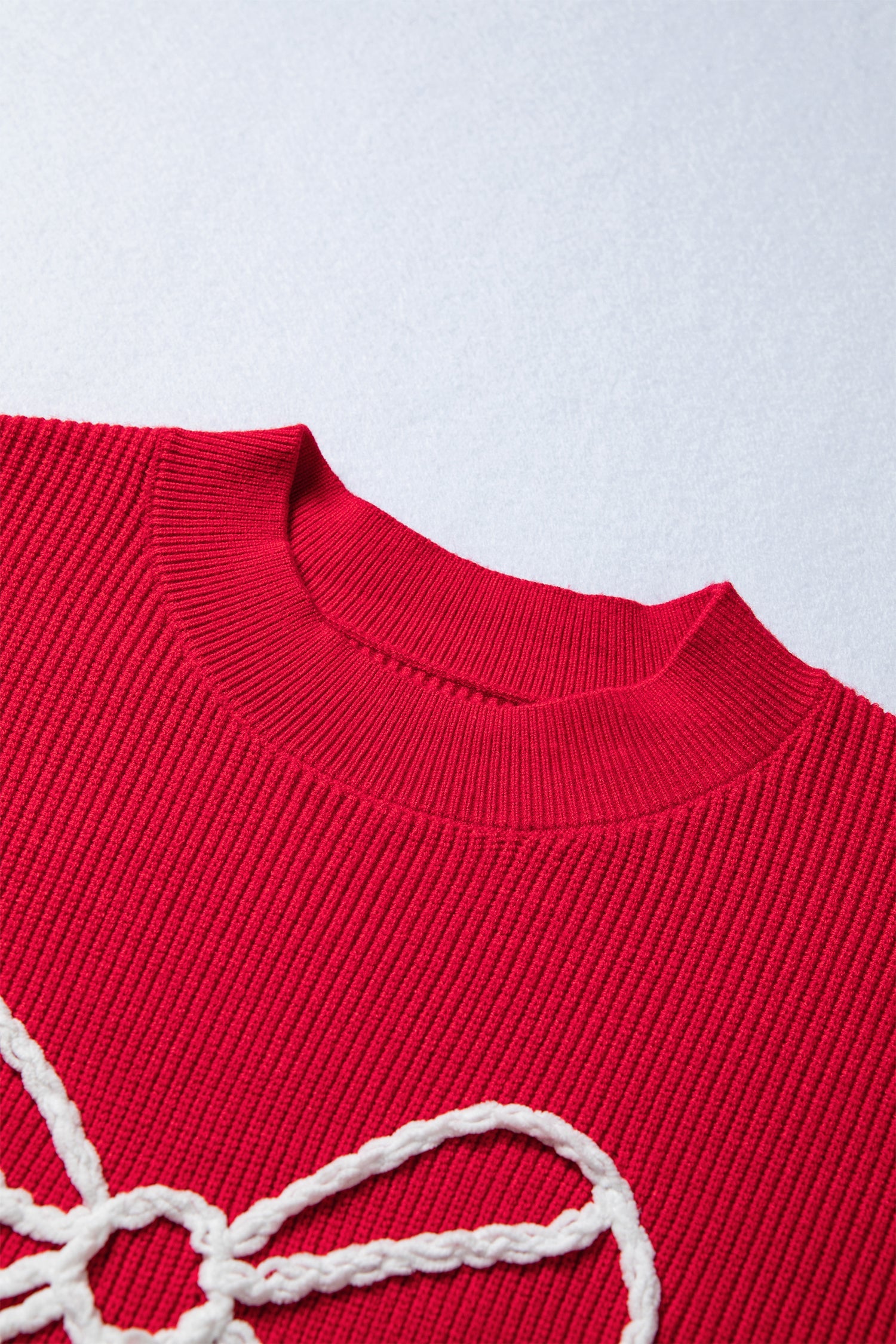 Dear-Lover Red Ribbed Knit Top Women's Everyday Sweater Bow Detail Southern Belle Dear-Lover Dropshipping