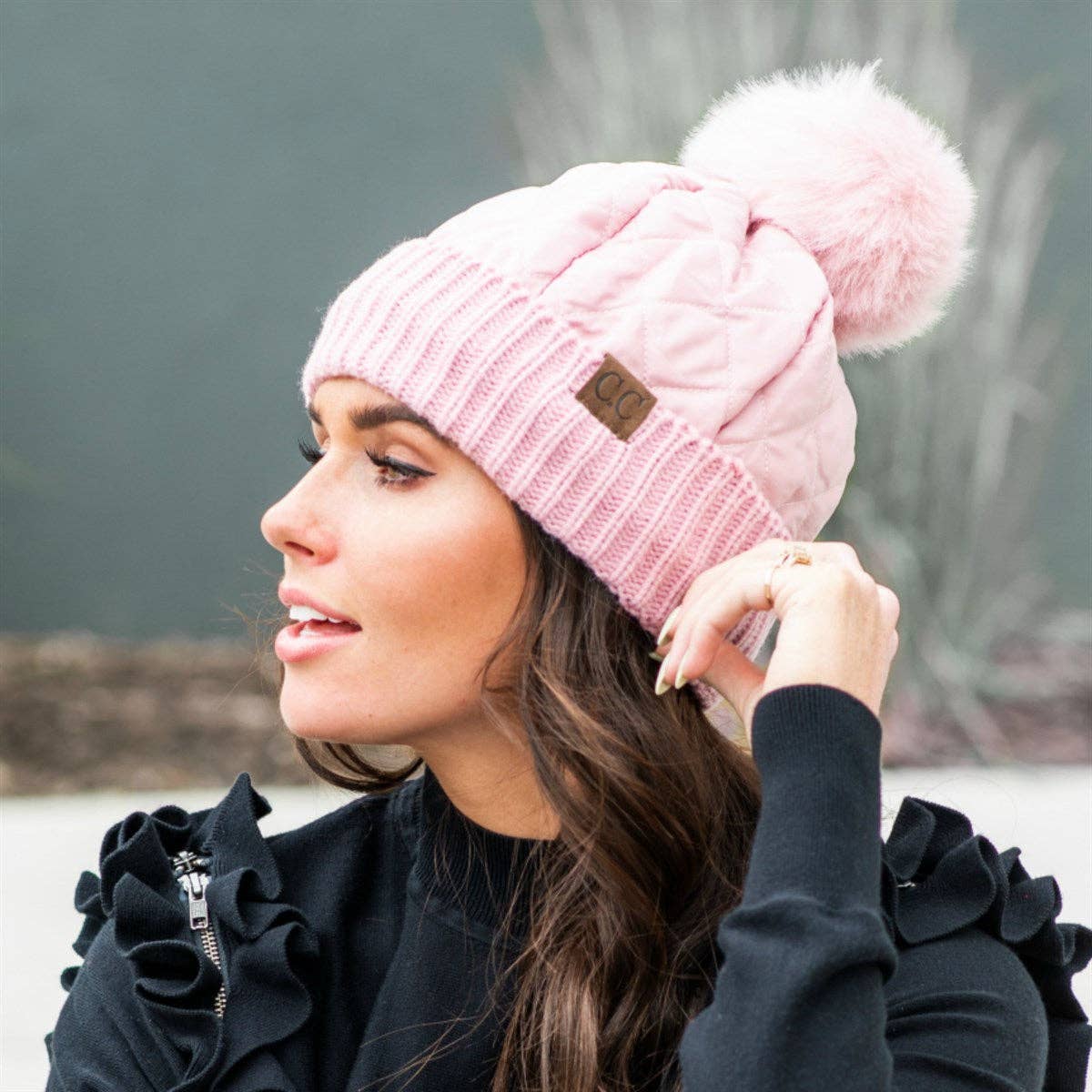 Snap & Slay Quilted Pom Beanie – The Perfect Blend of Cozy and Chic! Coco’s Tee Boutique