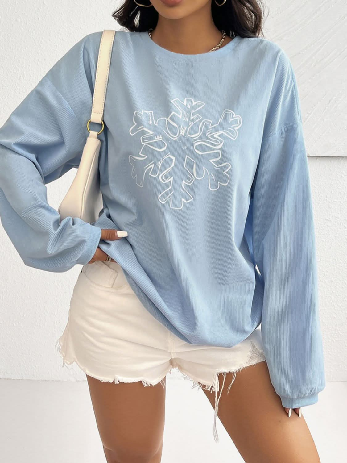 Elegant snowflake design long sleeve sweatshirt