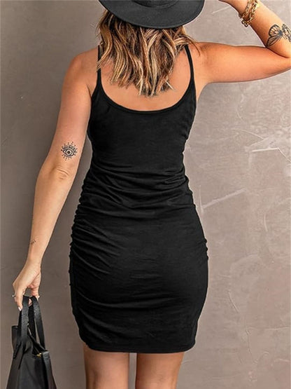 Ruched Scoop Neck Mini Cami Dress.