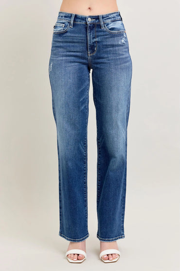 Judy Blue Plus Size High Waist 90s Straight Leg Jeans - Love Salve 