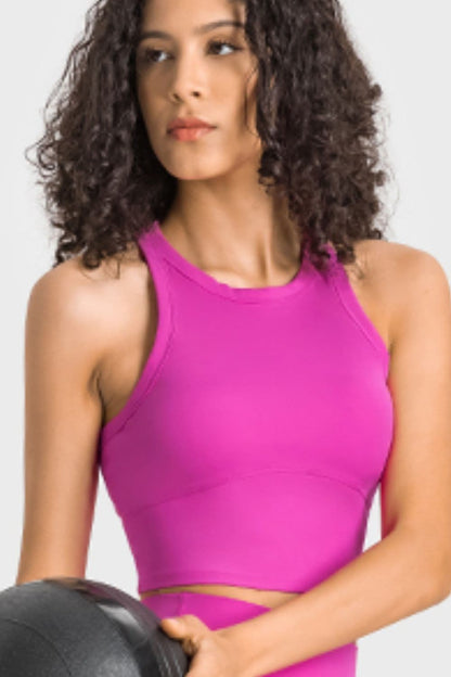 Racerback Cropped Sports Tank.