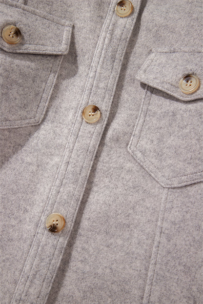 Light grey buttoned shacket with pockets