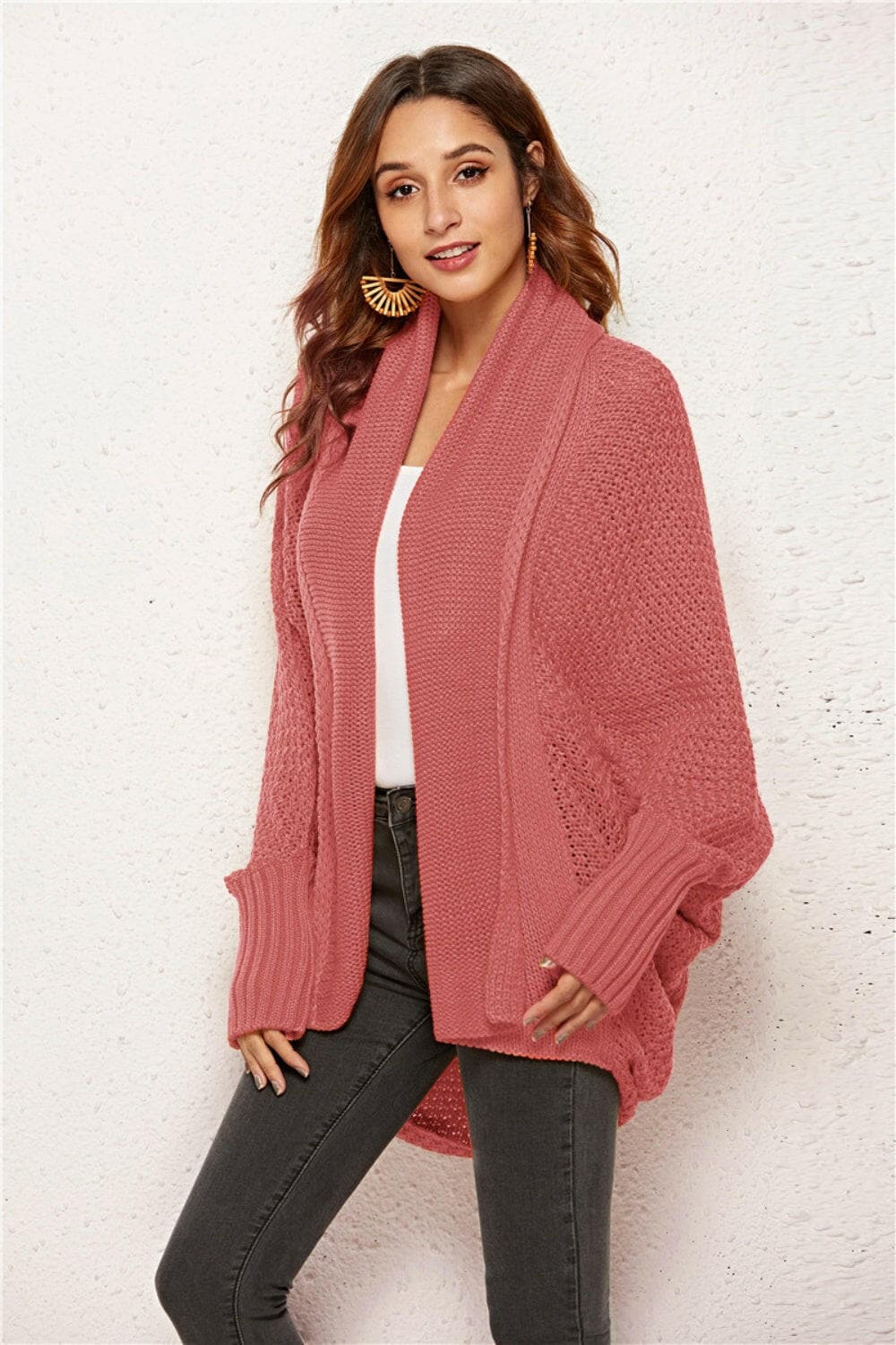 Open Front Batwing Sleeve Cardigan.