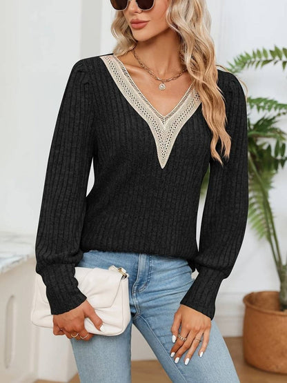 Chic v-neck long sleeve tee