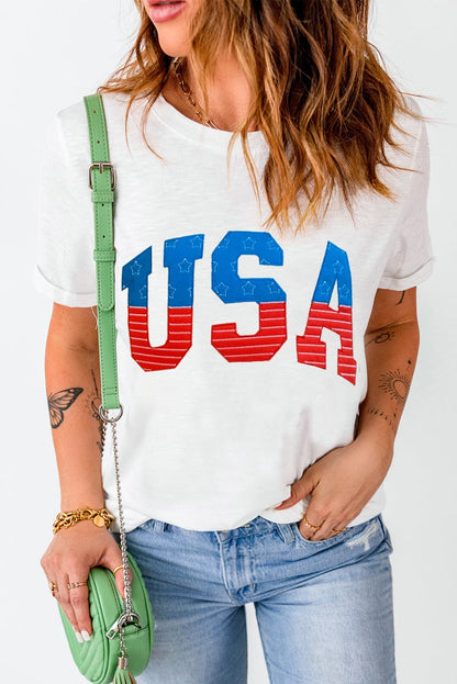 USA Round Neck Short Sleeve T-Shirt.