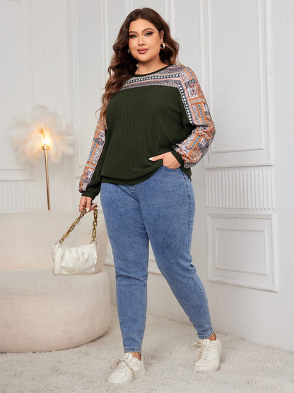 Plus Size Printed Long Sleeve Sweatshirt.