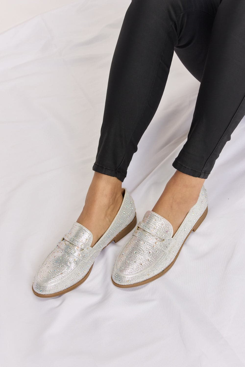 Forever Link Rhinestone Point Toe Loafers.