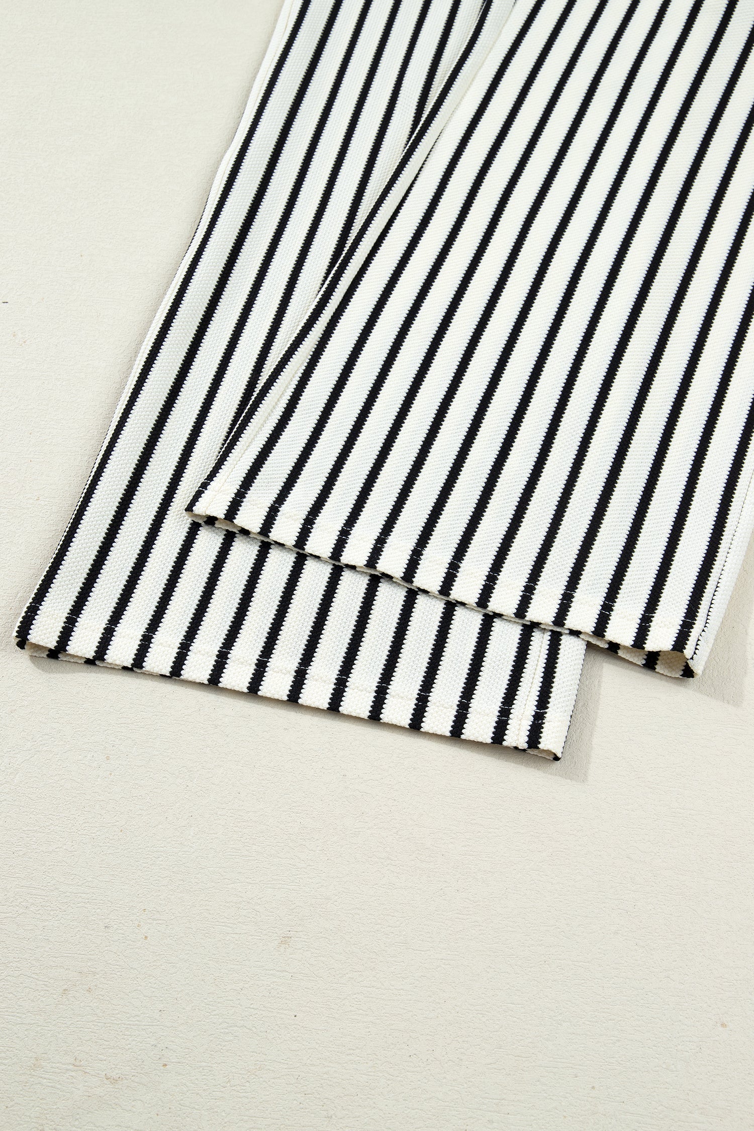 White Stripe Ruffle Trim Drop Shoulder Top And Drawstring Relaxed Pant Set Dear-Lover Dropshipping