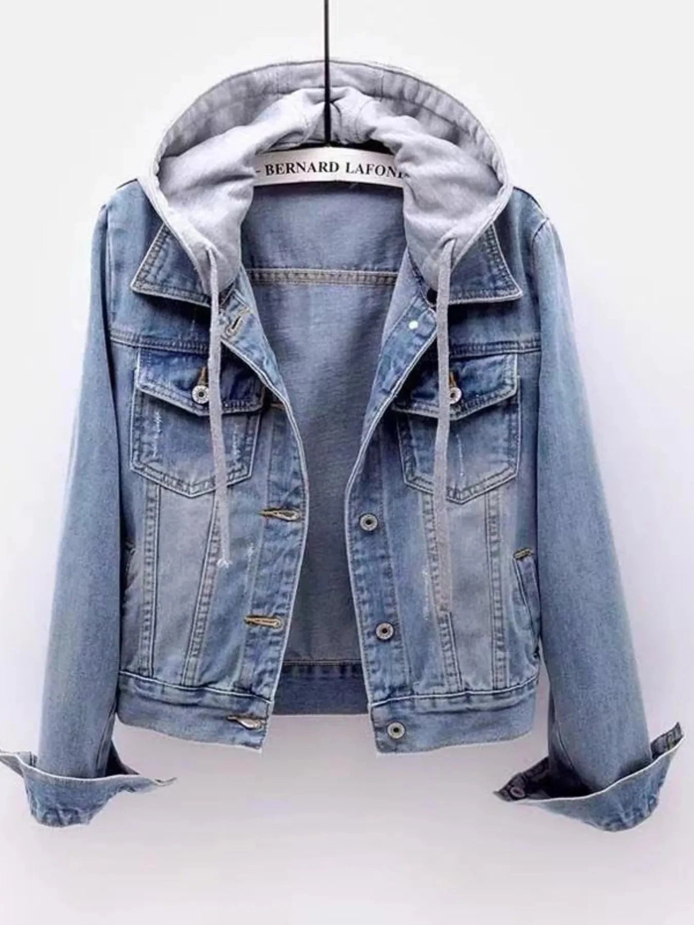Full Size Button Up Drawstring Hooded Denim Jacket Plus Size Coco’s Tee Boutique