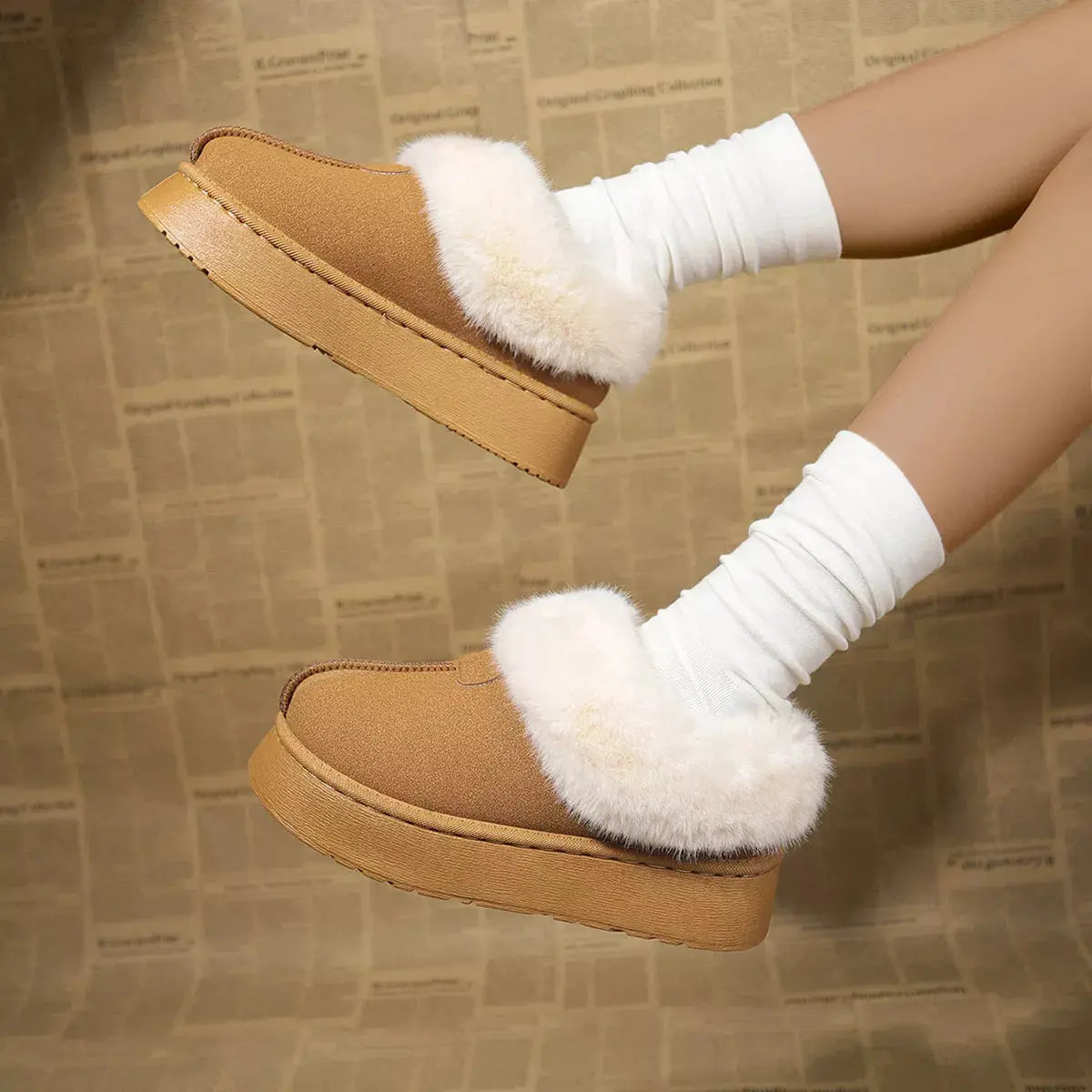 Fuzzy Platform Ankle Boots Simply Love