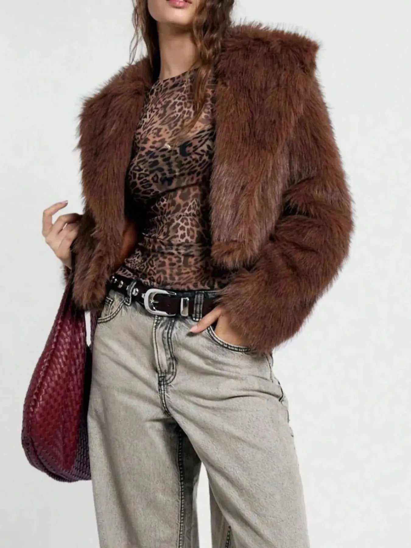 Sheer Leopard Print Long Sleeve Blouse Simply Love