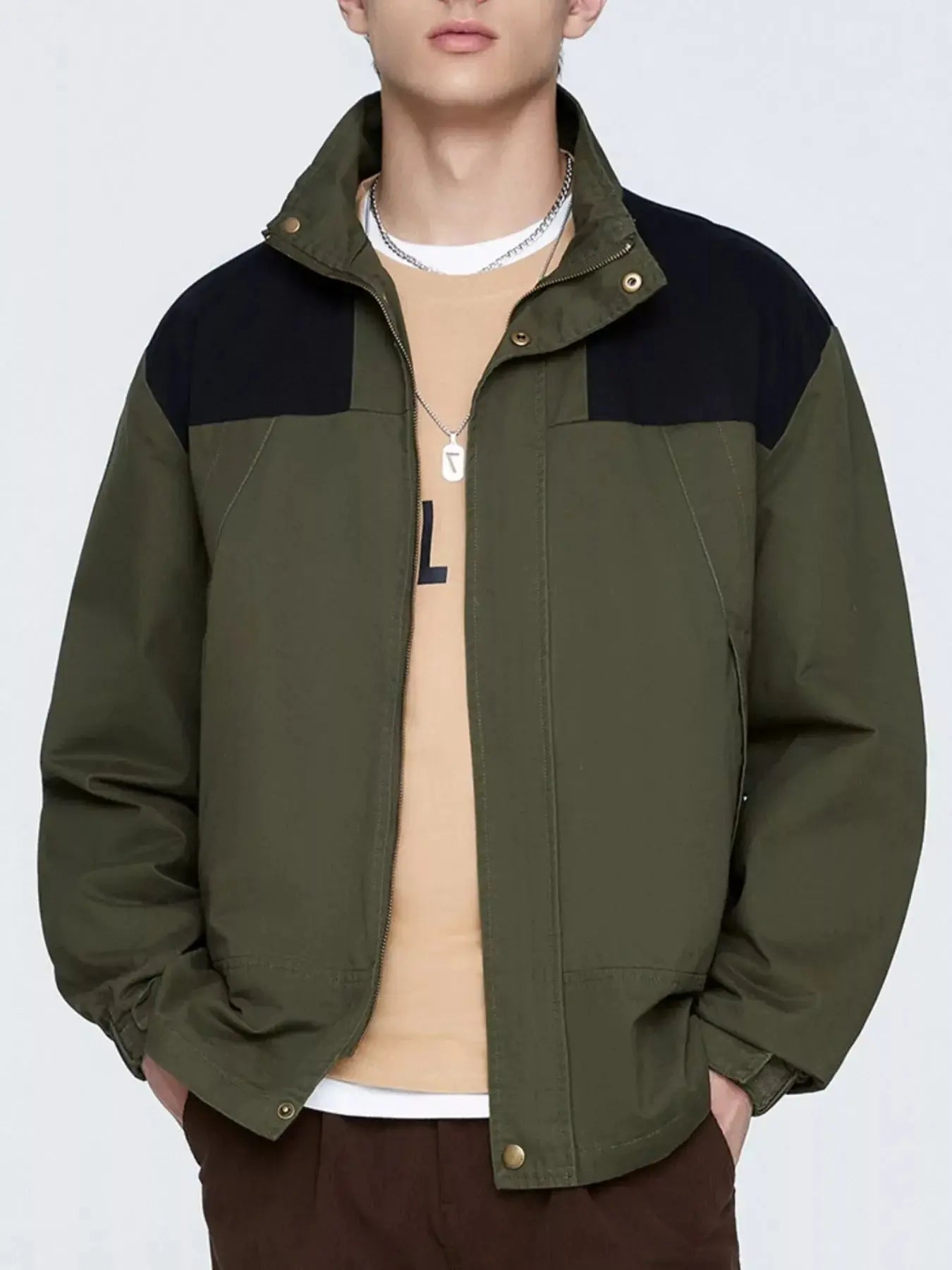 Men's Plus Size Two-Tone Windproof Jacket Simply Love