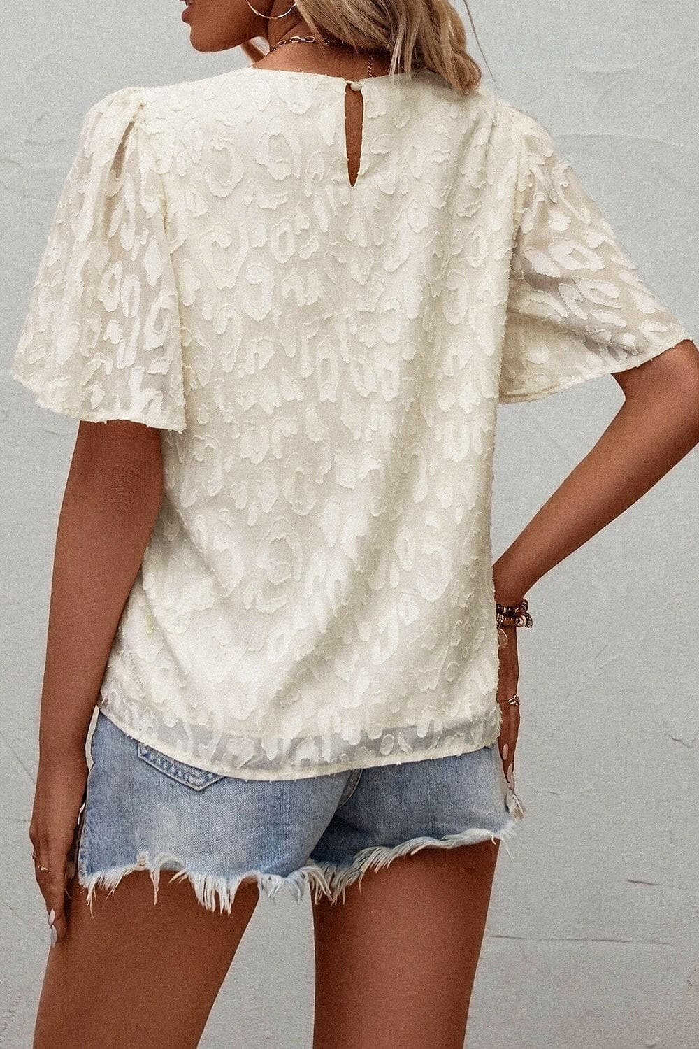 Round Neck Half Sleeve Blouse.