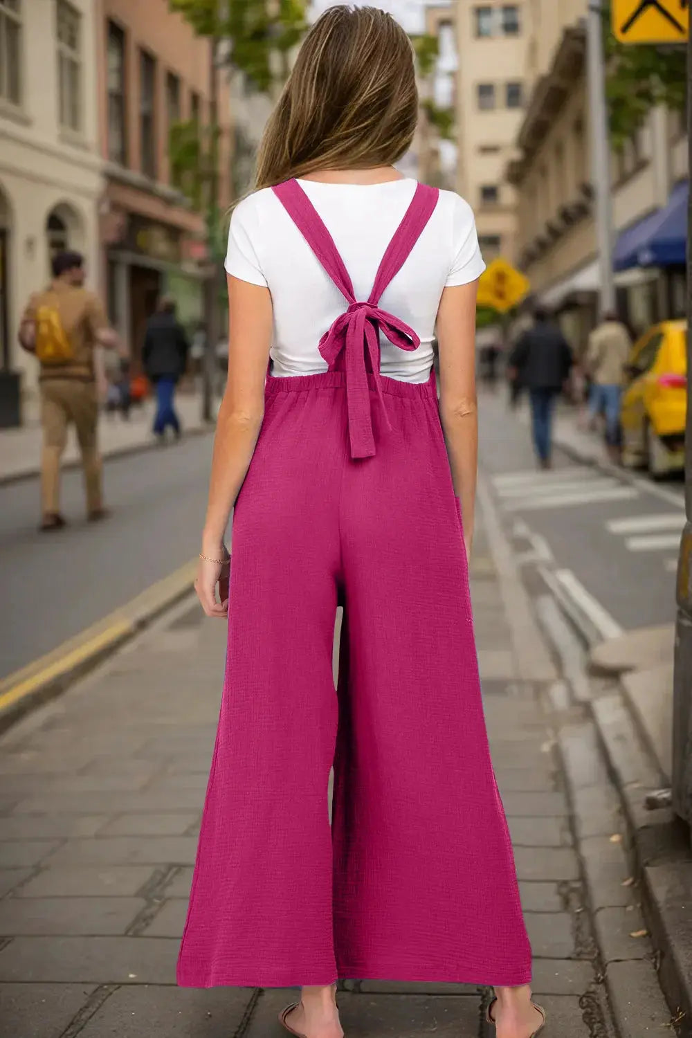 Double Take Full Size Wide Leg Overalls with Pockets - Love Salve
