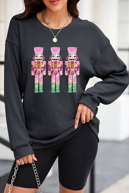 Sparkling Nutcracker Sequin Sweatshirt with Long Sleeves