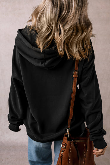 Cozy black fleece hoodie with pocket