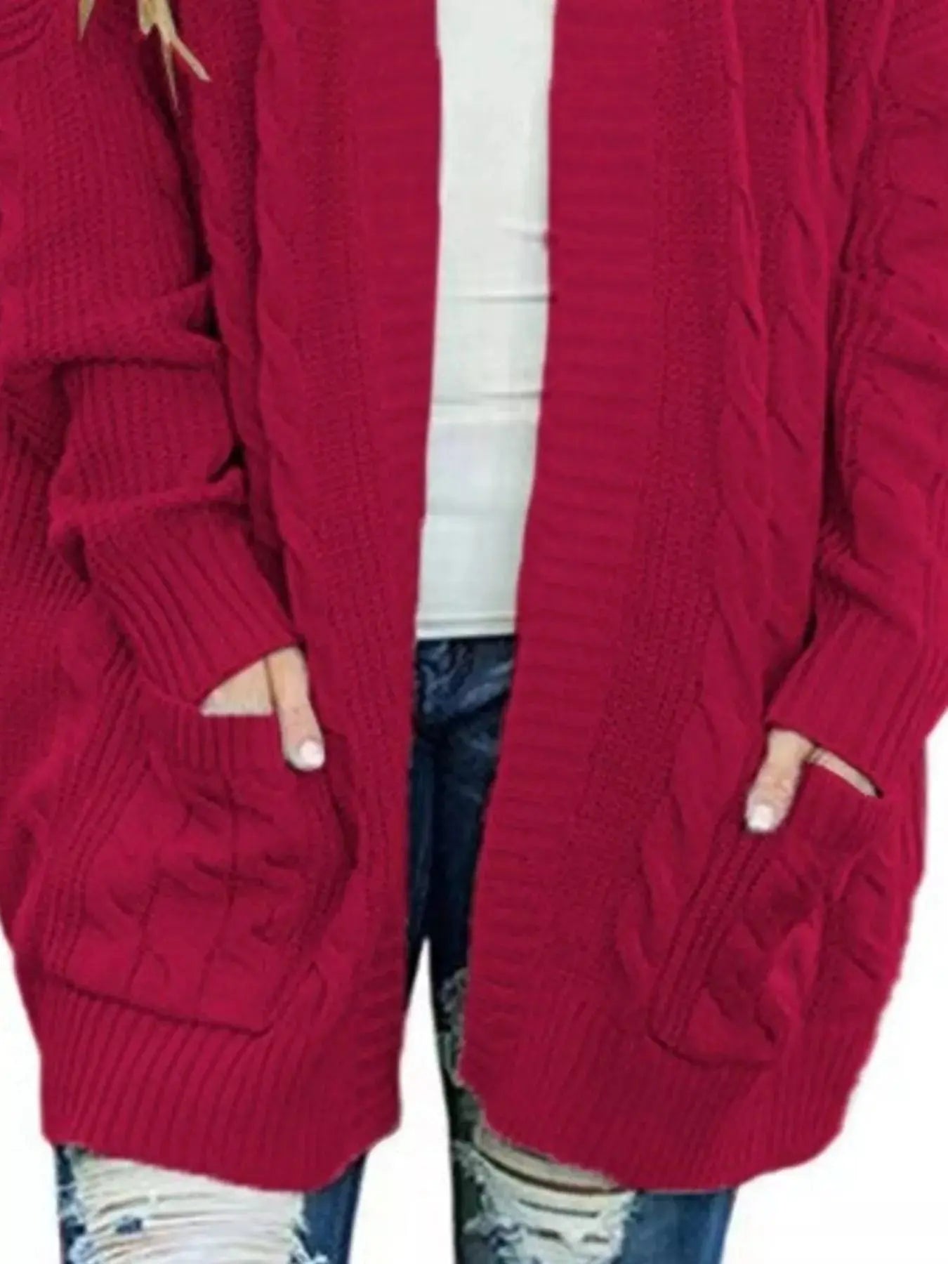 Full Size Chunky Knit Open Front Cardigan Plus Size Simply Love