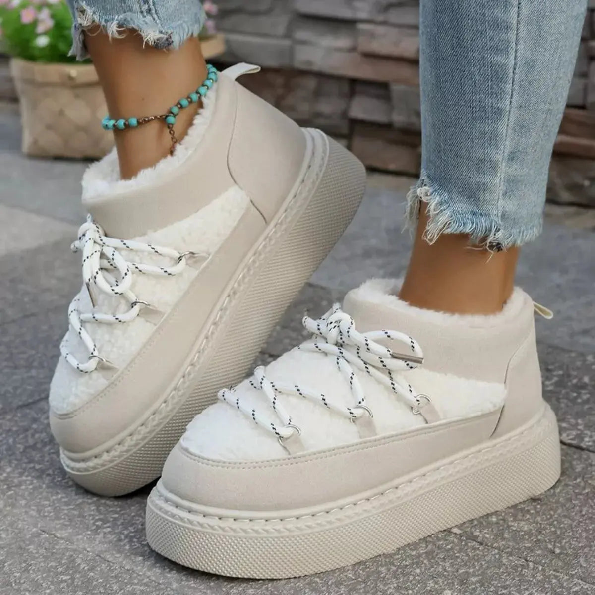 Cozy Plush Lined Lace-Up Platform Winter Boots Simply Love