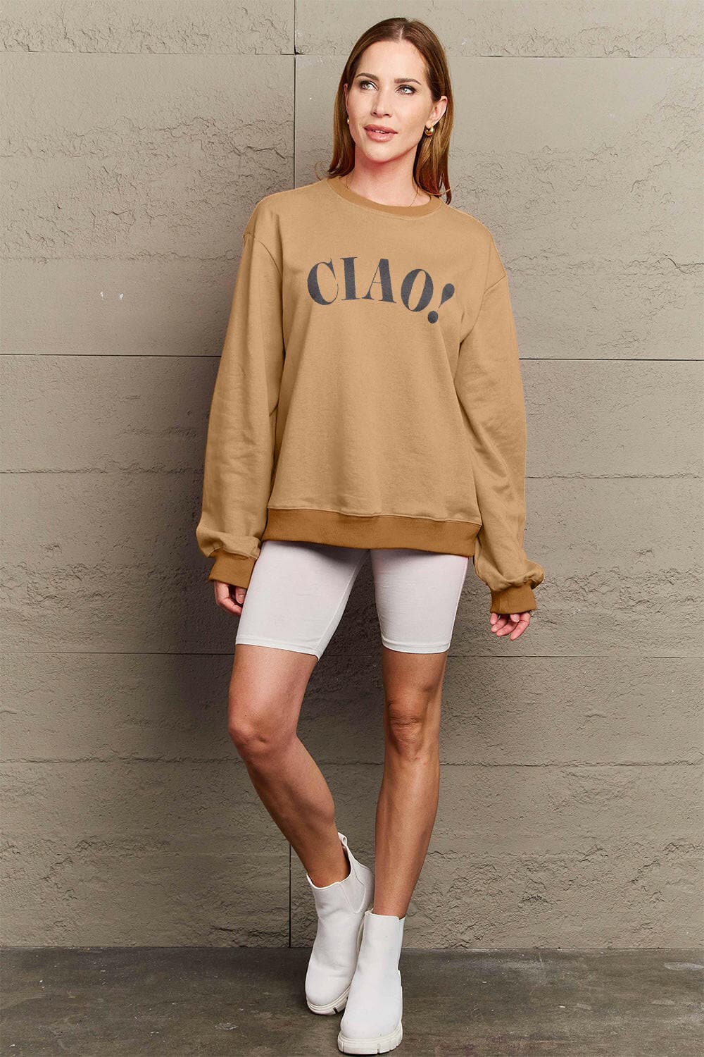 Simply Love Full Size CIAO！Round Neck SweatshirtSimply Love Full Size CIAO! Round Neck Sweatshirt
 Experience the perfect blend of comfort and style with our Simply Love Full Size CIAO! Round Neck Sweatshirt. CrafLove Salve Simply Love Full Size CIAO！Round Neck Sweatshirtplus