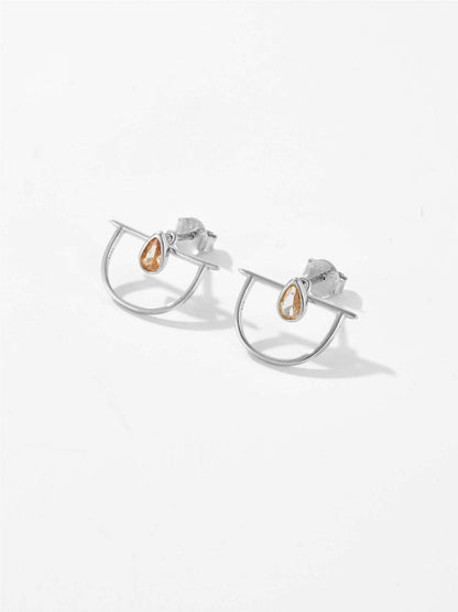 925 Sterling Silver Inlaid Zircon Earrings.