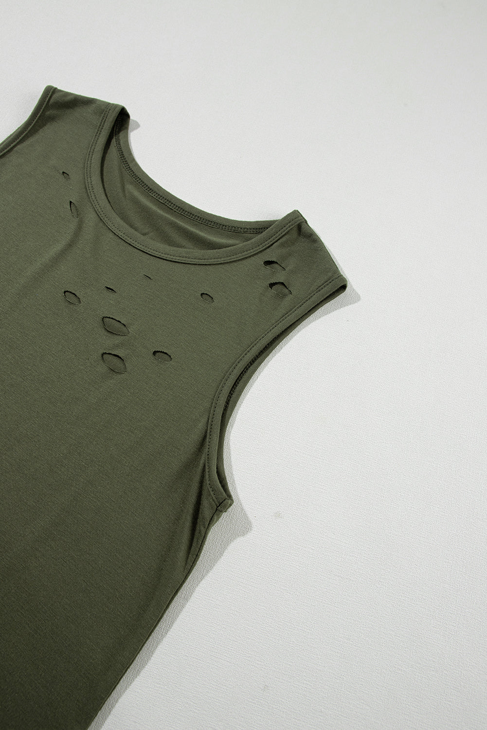 Jungle green distressed tank top