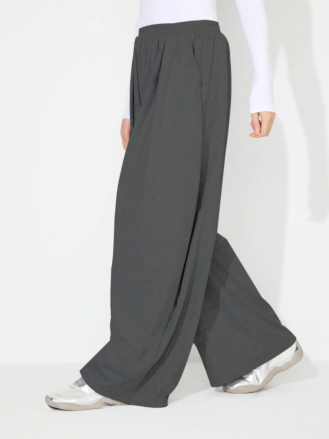 High-Waisted Wide Leg Pants with Convenient Pockets