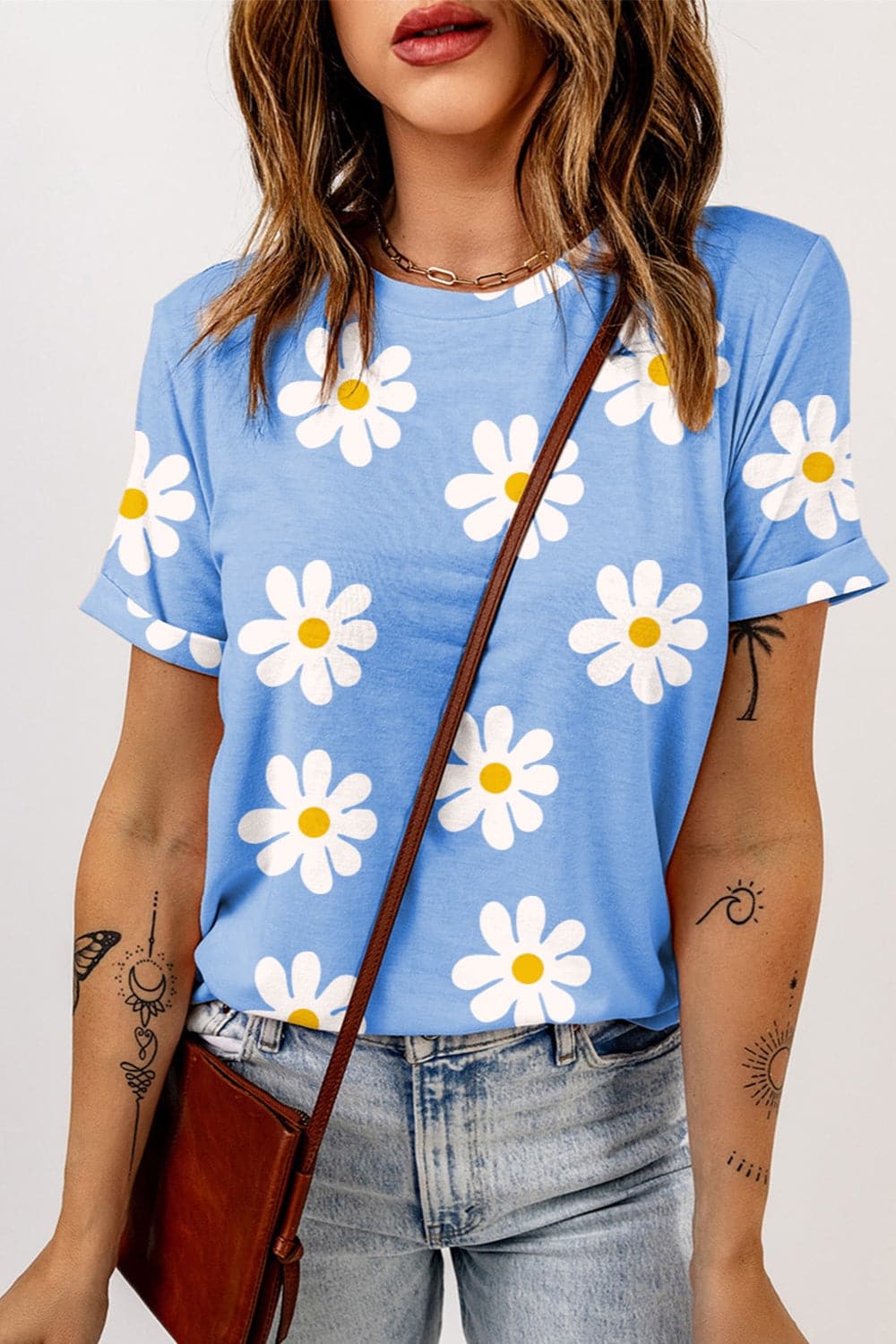 Printed Round Neck Short Sleeve T-Shirt.