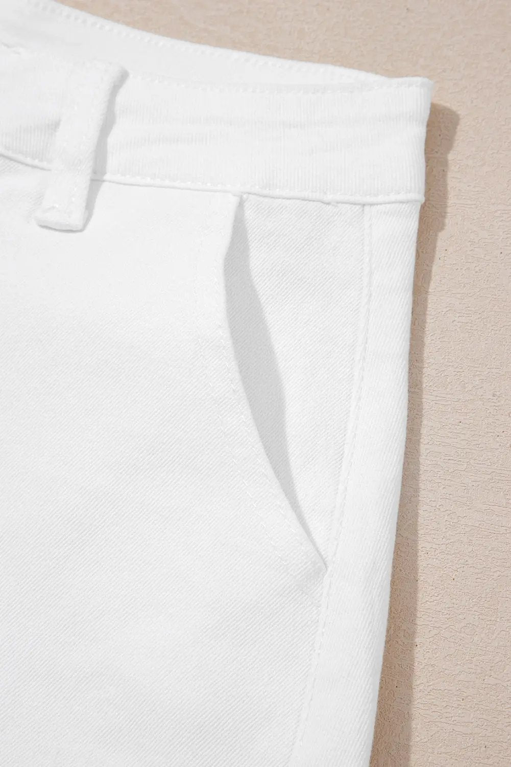 White Scalloped Hemline Acid Wash High Waist Denim Shorts Love Salve