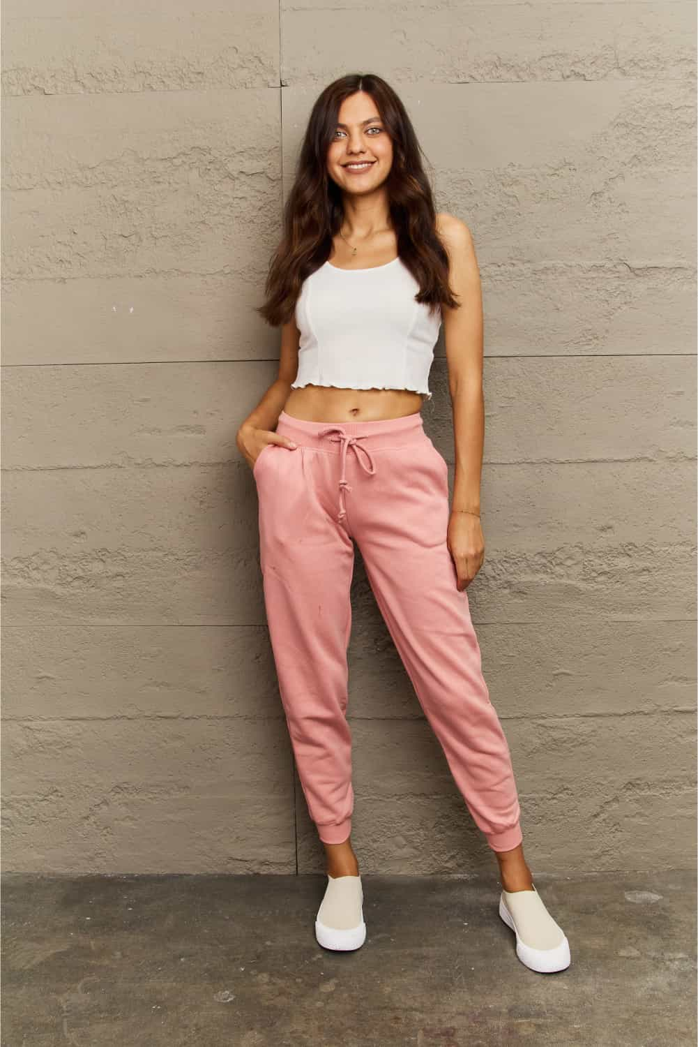 Ninexis Full Size Tie Waist Long Sweatpants.