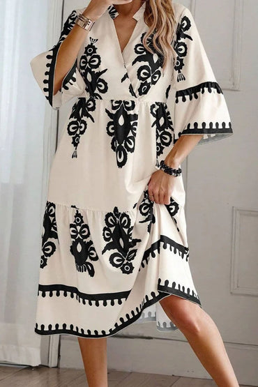 Printed Half Sleeve Knee Length DressFeatures: Basic style
Sheer: Opaque
Stretch: No stretch
Body: Not lined
Material composition: 100% polyester
Care instructions: Machine wash cold. Tumble dry low.
ImLove Salve Printed Half Sleeve Knee Length DressCasual Dresses