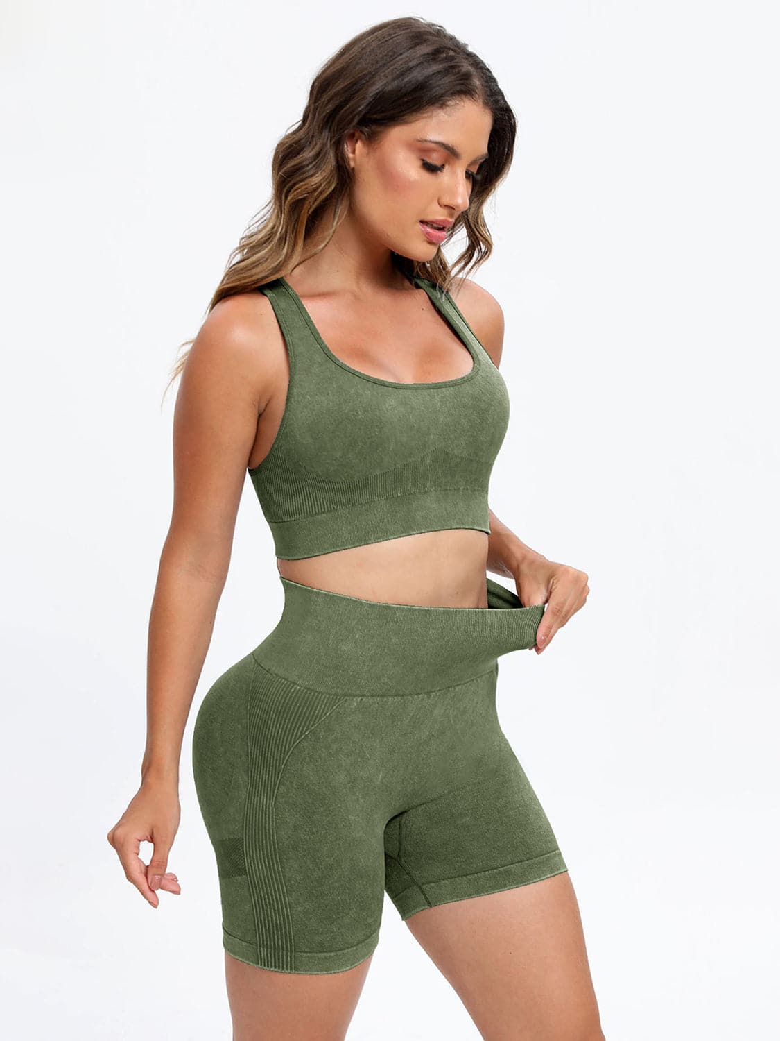 Scoop Neck Wide Strap Top and Shorts Active Set.