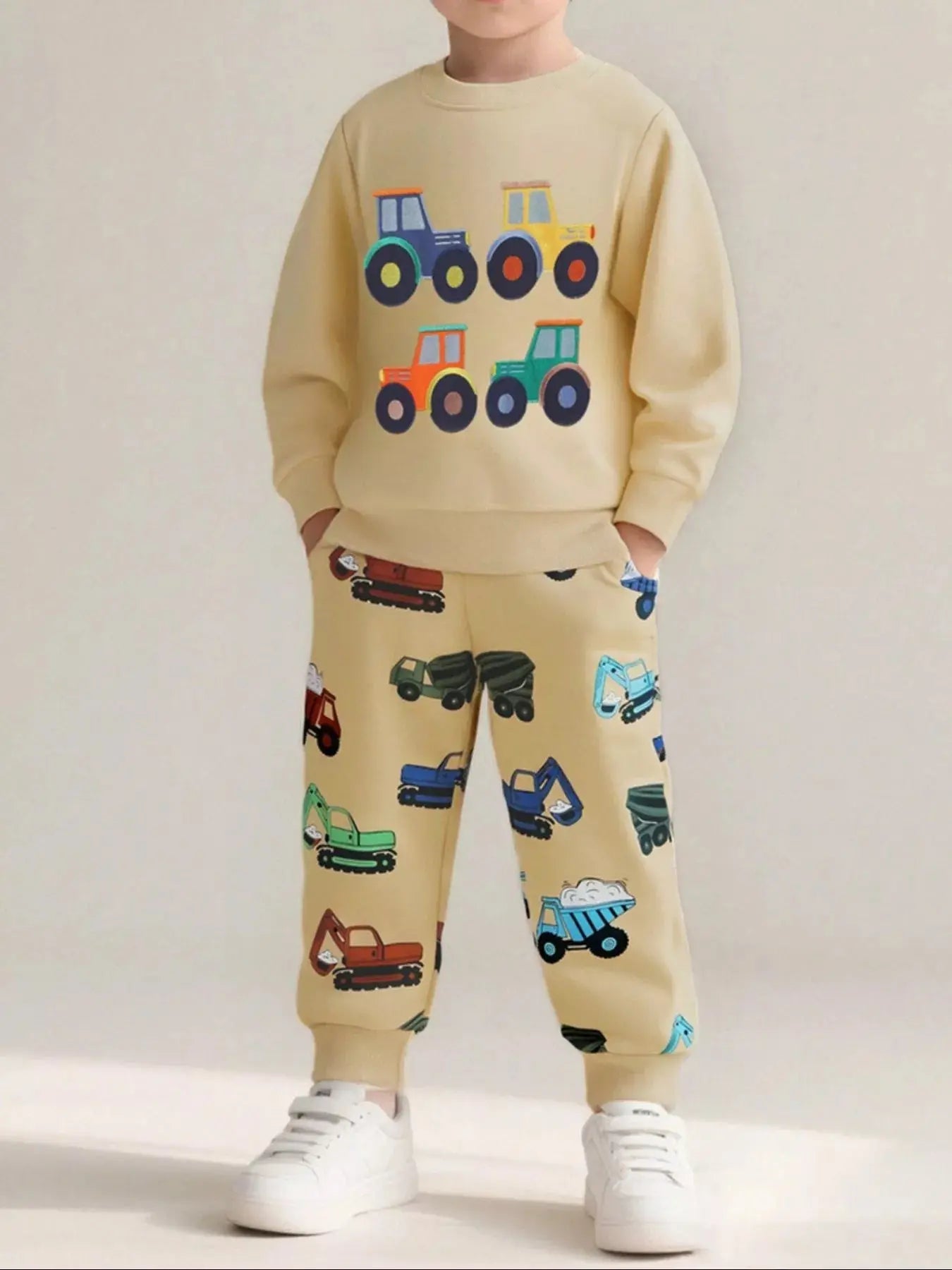 Kids Tractor Embroidered Crewneck Sweatshirt 100 Percent Cotton Simply Love