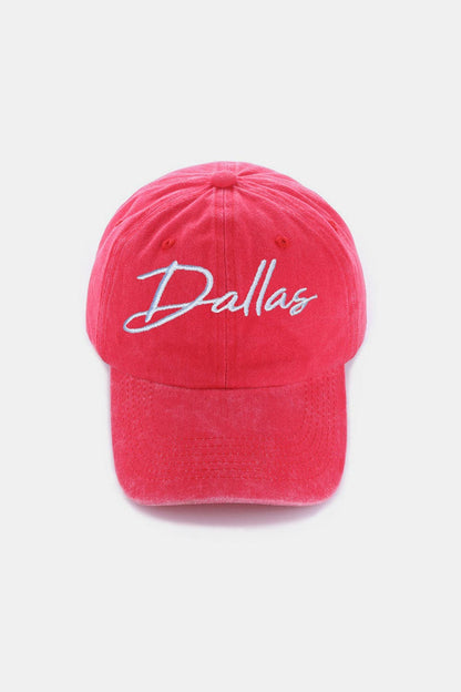 Zenana Washed DALLAS Embroidered Baseball Cap.