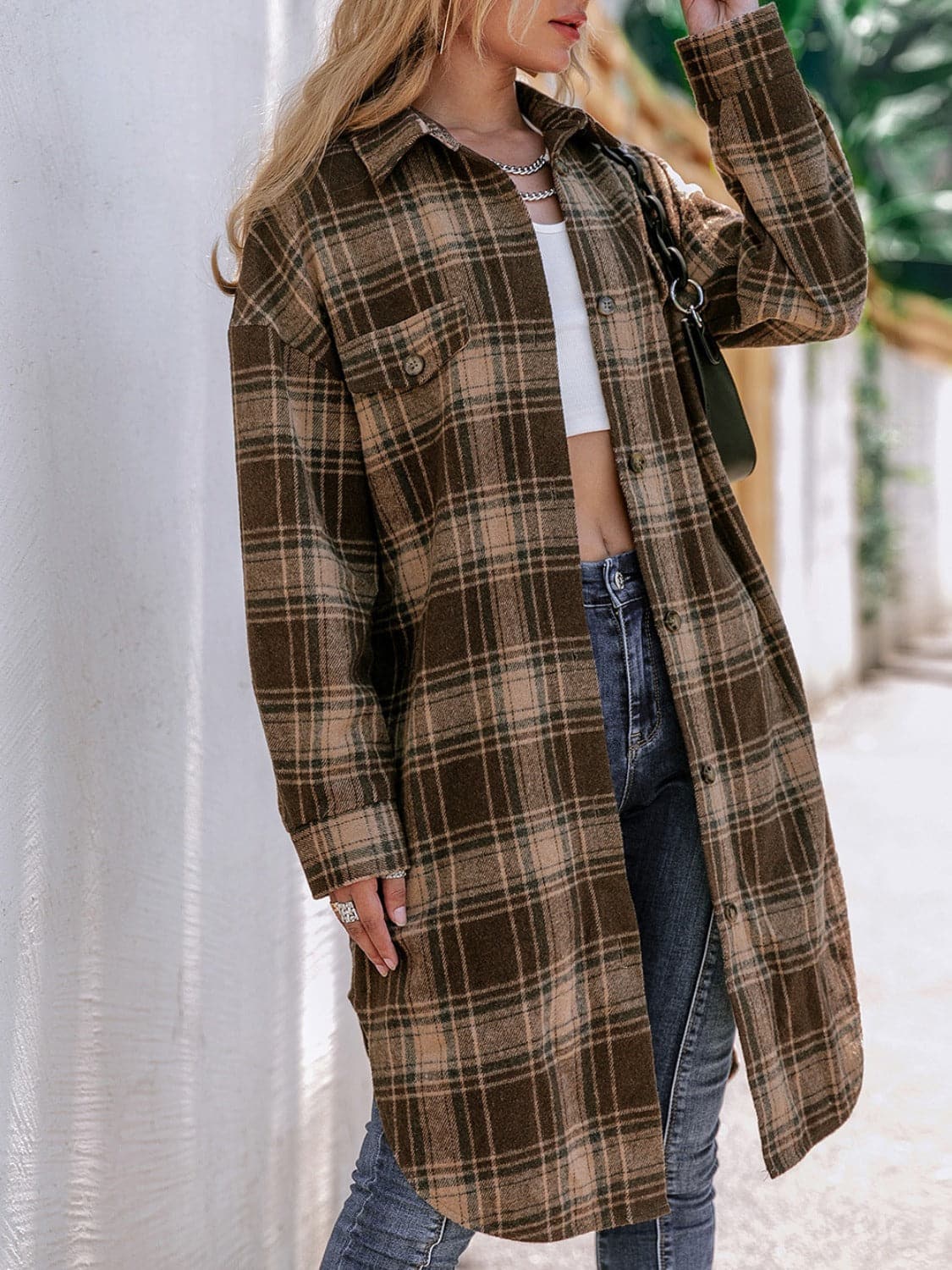 Plaid Button Up Long Sleeve Shacket.