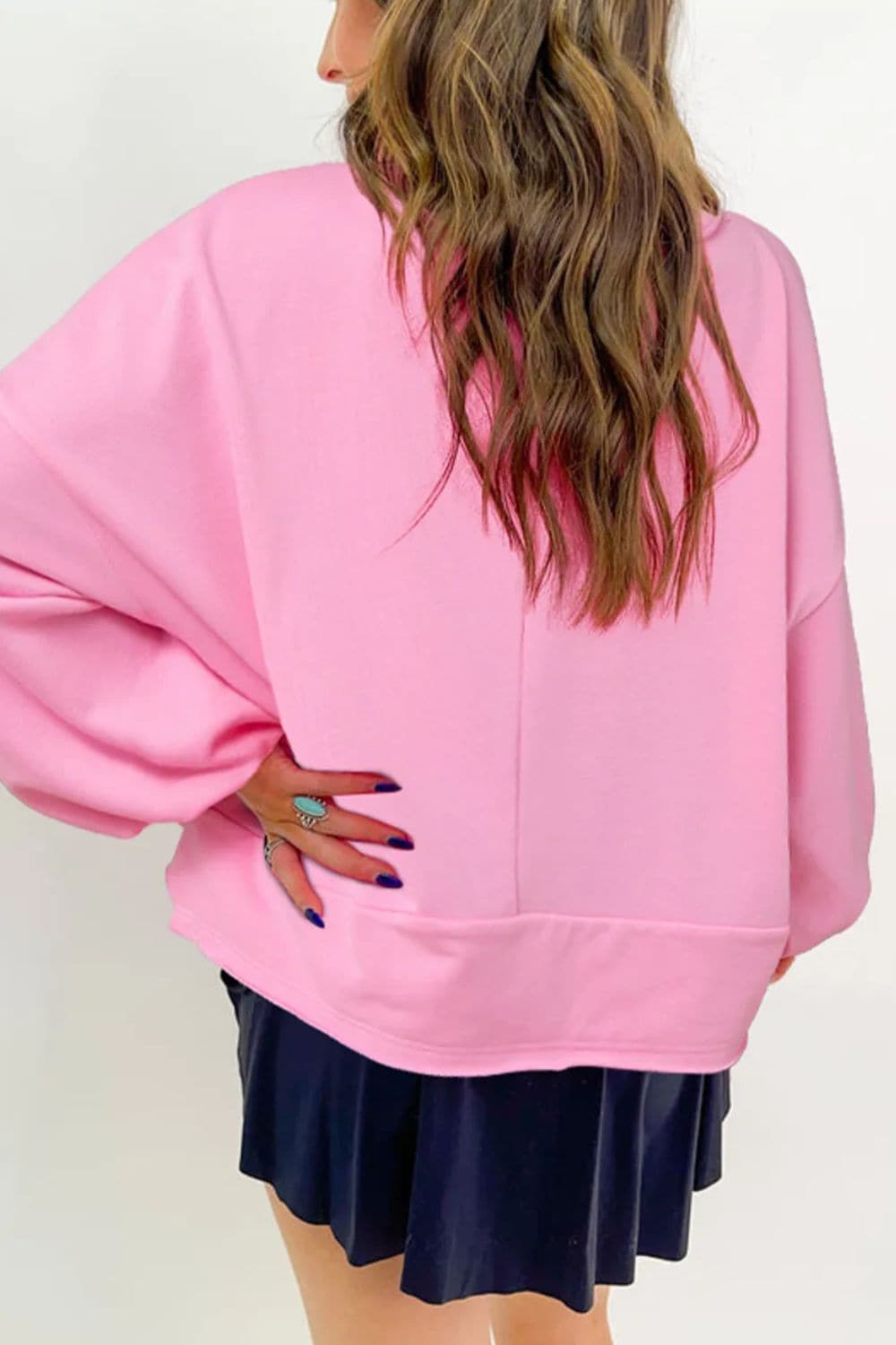 Chic half-button long sleeve pullover