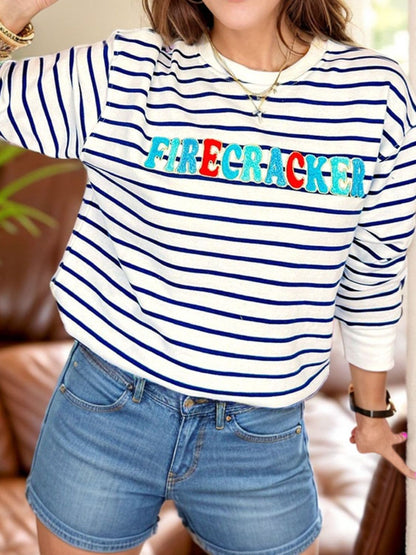 Chic striped long sleeve sweatshirt for cozy comfort