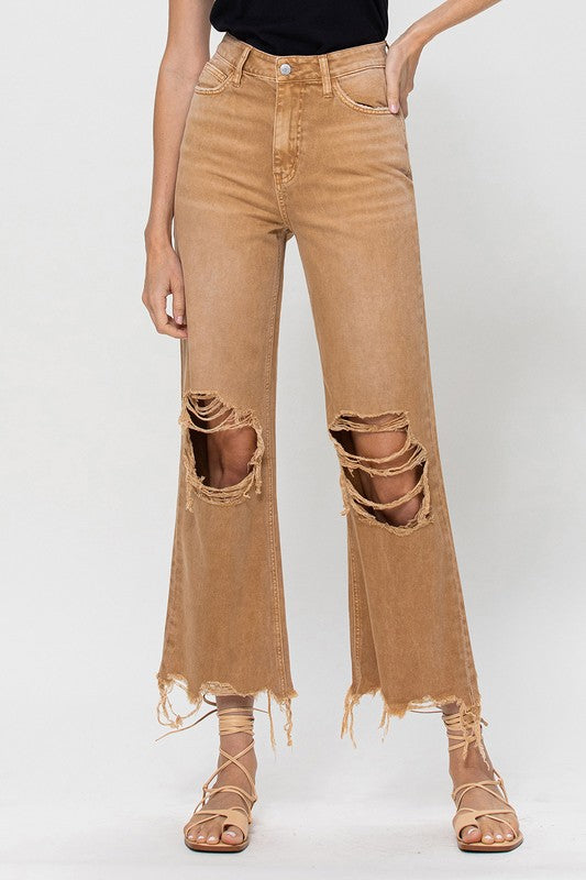 90's Retro High-Waisted Crop Flare Jeans