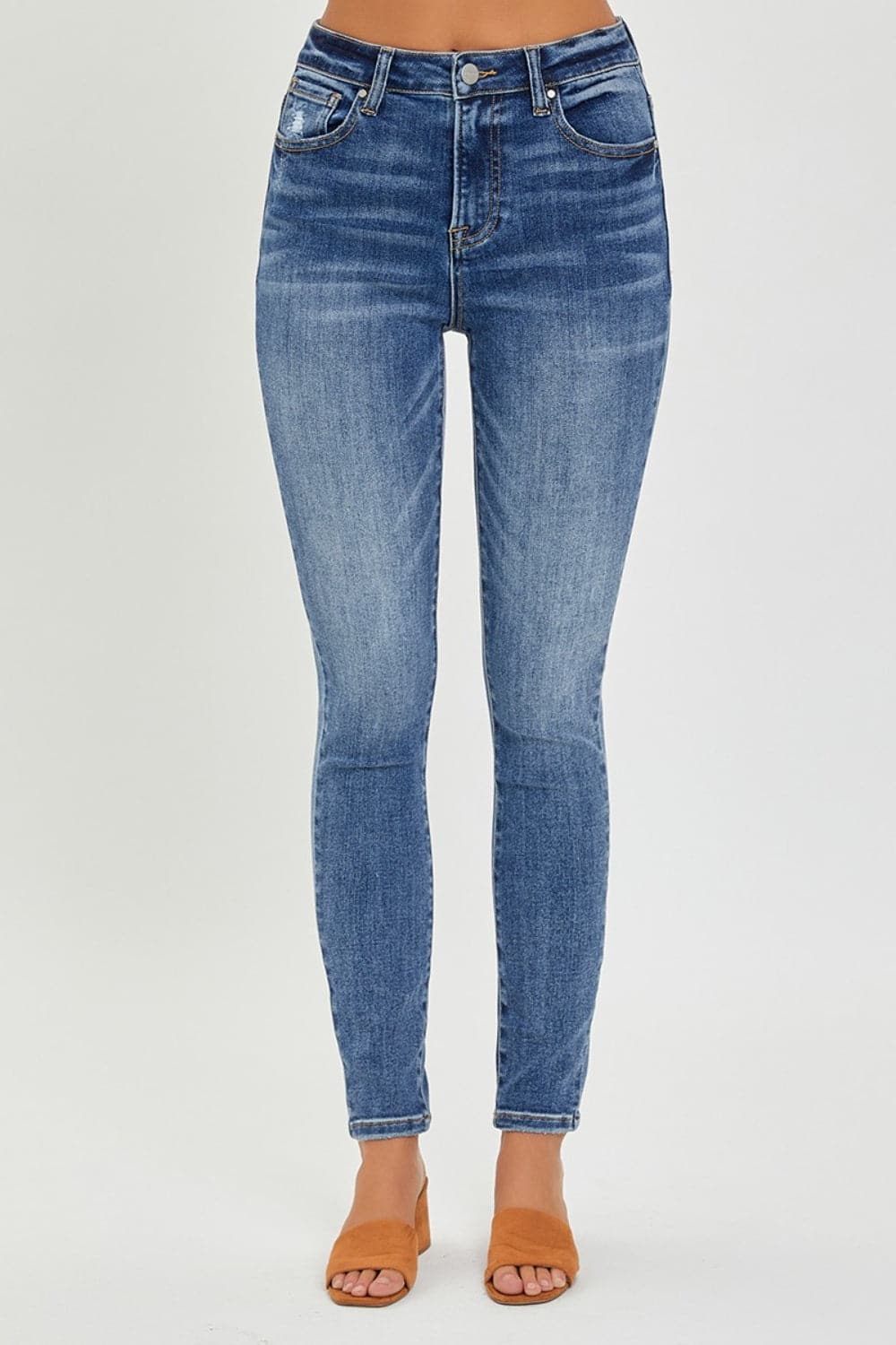 RISEN Full Size Mid Rise Ankle Skinny Jeans.