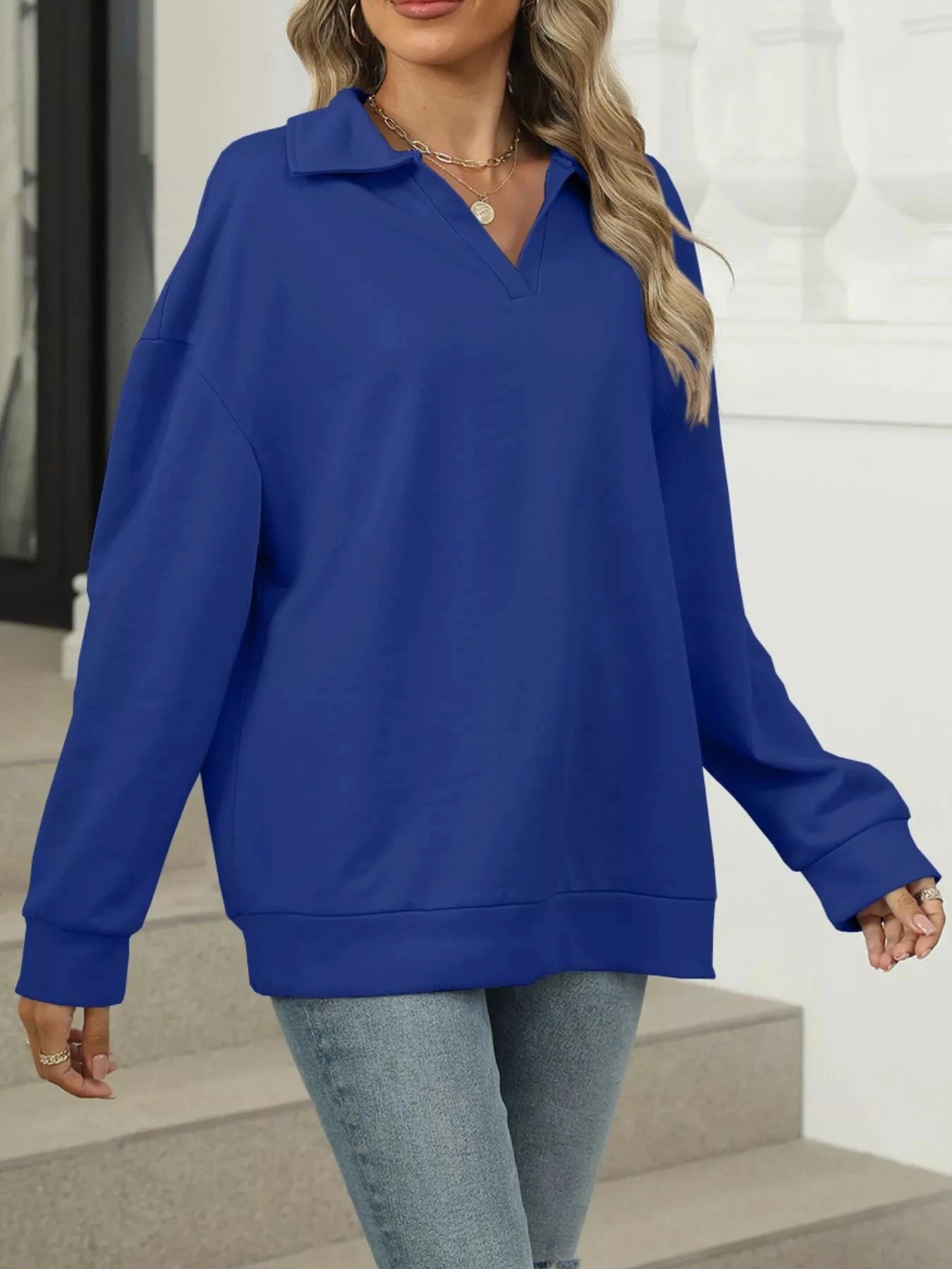 Johnny Collar Long Sleeve Sweatshirt Coco’s Tee Boutique