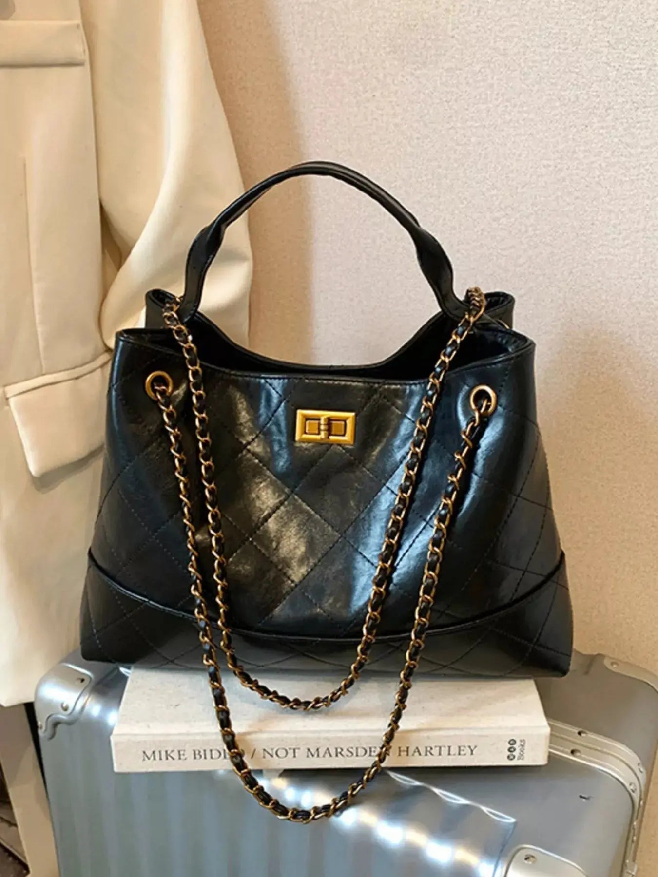 Quilted Leather Chain Strap Crossbody Bag Simply Love