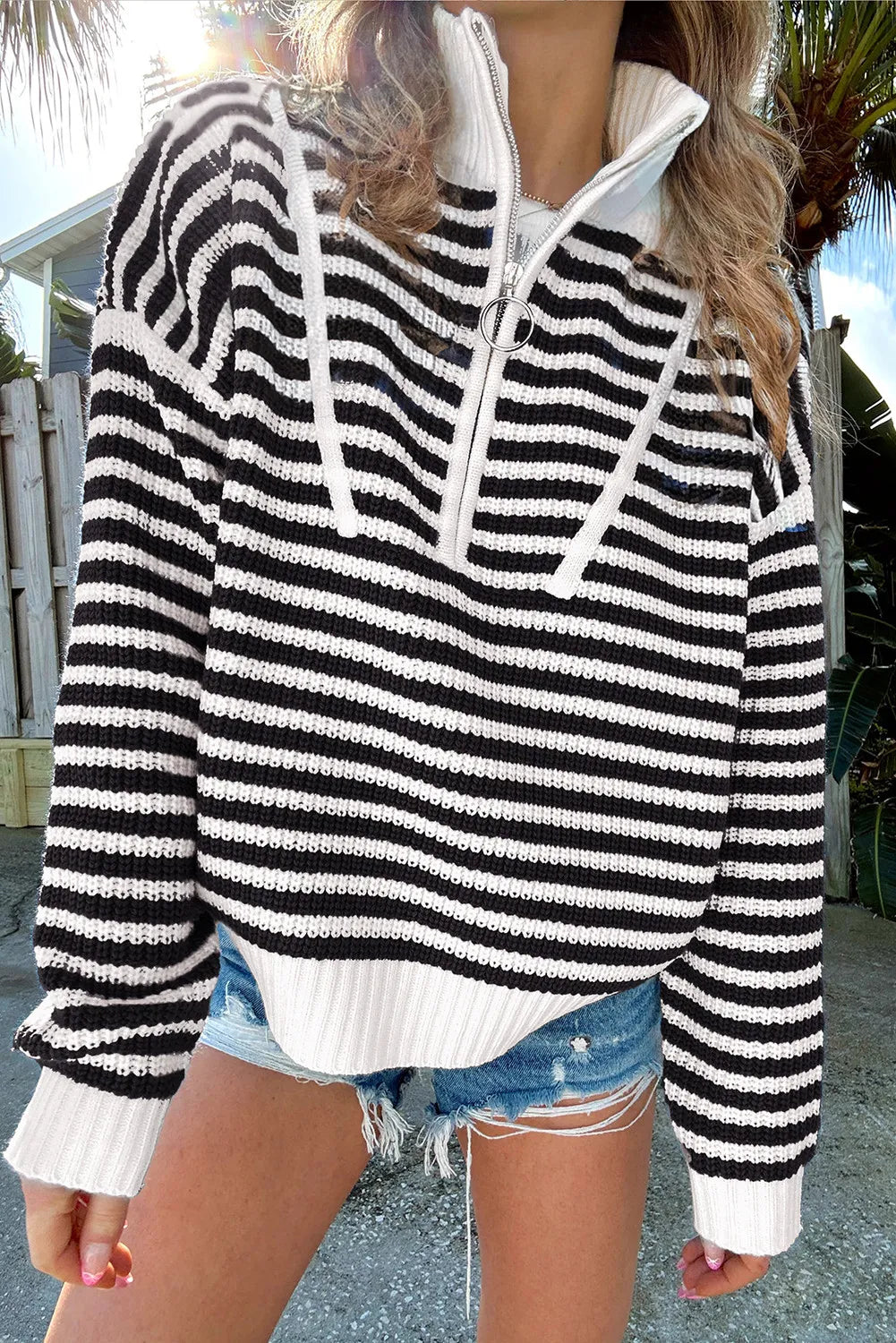 Chic striped pullover sweater