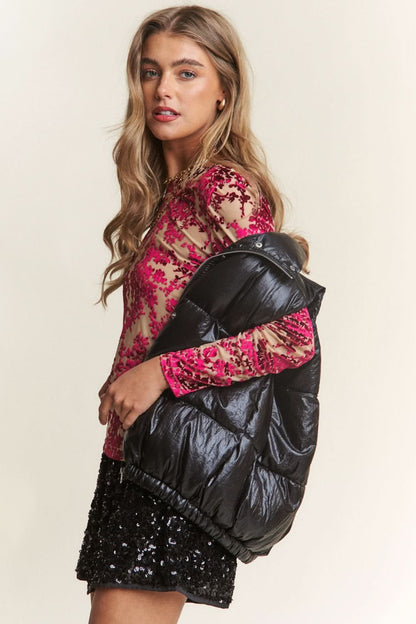 J.NNA metallic puffer vest, warm & stylish